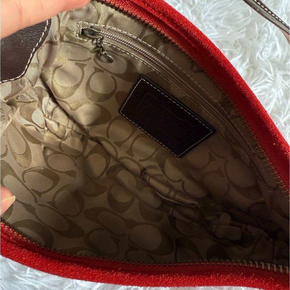 y2k COACH Vintage 4828 Red Suede Hobo Mini Purse Shoulder bag - Picture 8 of 8